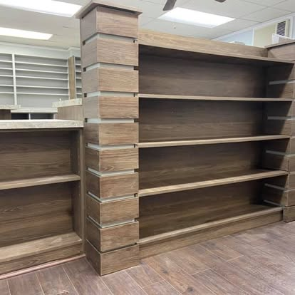 Custom wood shelving wall